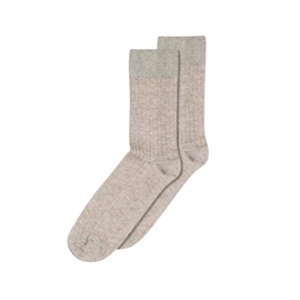 Mp Denmark Erina Wool Rib Socks 37/39 - Light Brown Melange