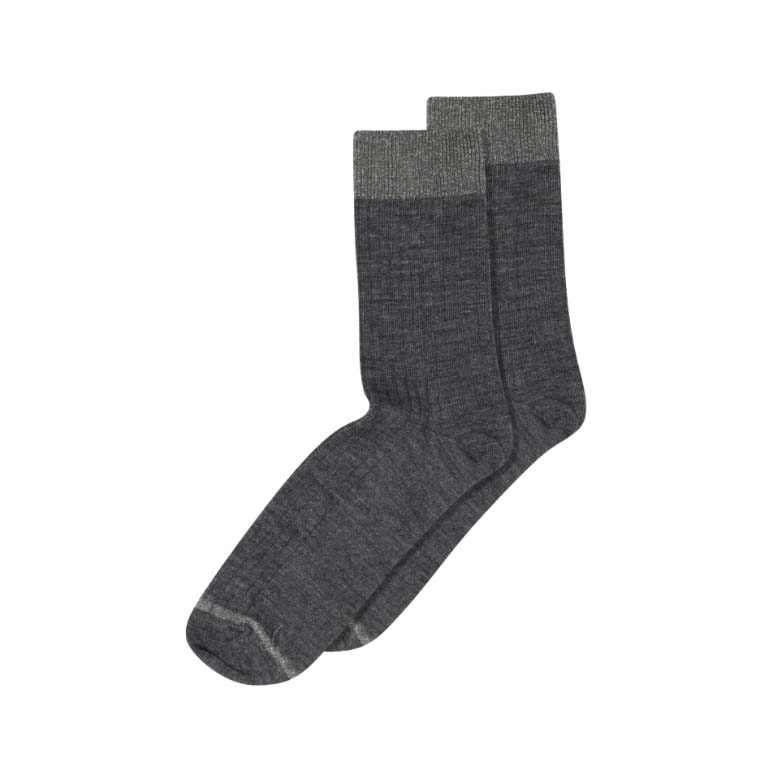 mp Denmark Erina Wool Rib Socks 37/39 - Dark Grey Melange hos parfumerihamoghende.dk 