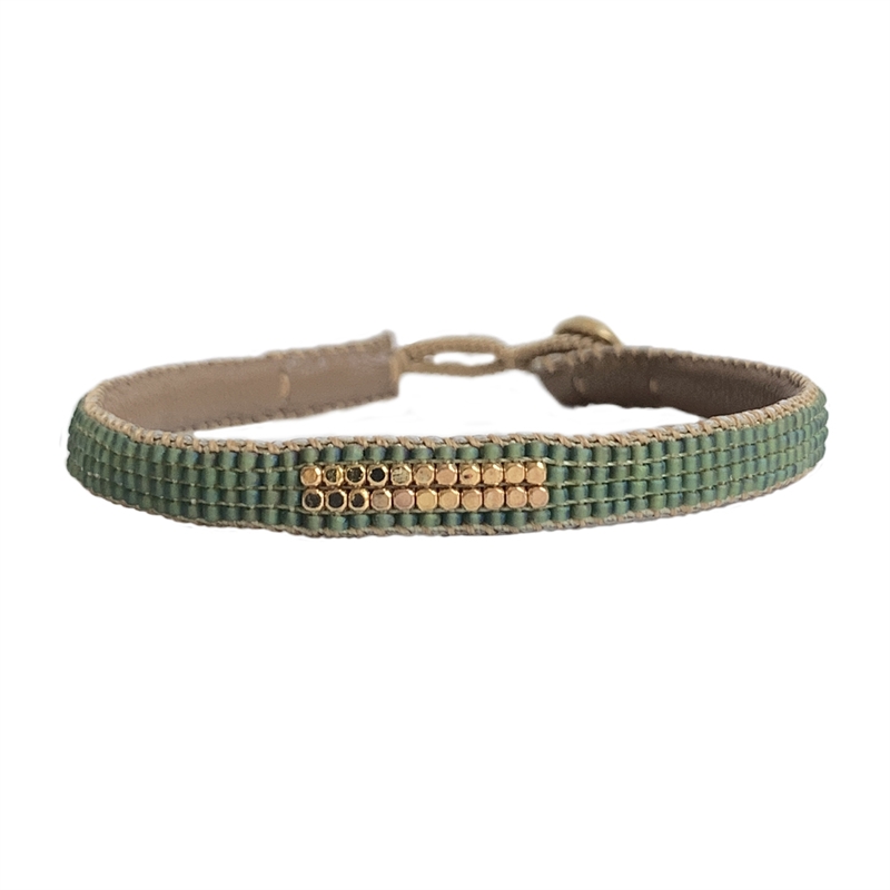 IBU Jewels Gold Bar Bracelet Bamboo Green hos parfumerihamoghende.dk 